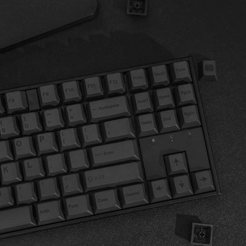 PBT Keycaps 60 Percent - Black 142 Keys Keycap Set Cherry Profile DYE-Sub, Custom Gray Theme Minimalist Style Keyboard keycaps Suitable for 60/61/...