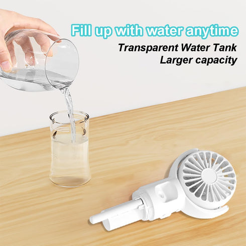 Handheld Fan Misting Hand Held Fan Rechargeable Battery Operated Portable 4 Speeds & 55ml Spray & 360° Foldable USB Personal Water Fan for Travel ...