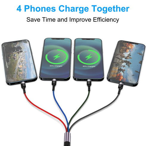 iPhone Charging Multi 4-in-1 USB Long Cable,3M/10Ft Nylon Braided Universal Phone Charger Cord USB C/Micro USB/Lightning*2 Connector Adapter for i...
