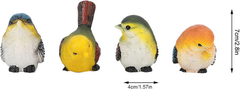 Zerodis Miniature Bird Decorative Figurines, Pack of 4 Resin Birds Animal Figurine Decoration Mini Simulation Cute Garden Statue Birds Figures Dec...
