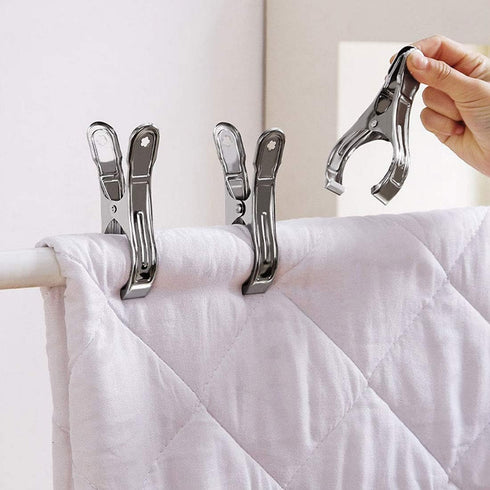 Outdoor Heavy Duty clothespins 10 Pack Large Stainless Steel Quilt Clips,Beach Towel Clips,Curtain Clamps,Rubber Tipped Metal Clothes...