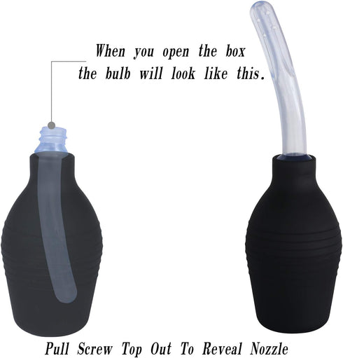 Anal Douche Enema Bulb Vaginal Douche Enema Cleaner for Women’s or Man’s Health (500ml Black and Transparent)...