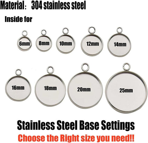 30 Pcs Fit 20mm Stainless Steel Round Blank Bezel Pendant Trays Base Cabochon Settings Charms for Jewelry Making (10166-20mm-30pcs)...