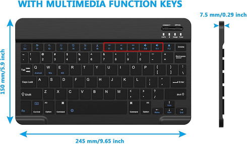 Ultra-Slim Small Bluetooth Keyboard, Portable Rechargeable External Cordless Wireless Keyboard for Android Tablet Cell Phone Samsung Smartphone iP...