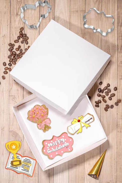 6 Pcs Graduation Cookie Cutter Set Graduation Cap Trophy Diploma Blessing Frame Book Bouquet Biscuit Mold Graduation Stainless Steel Cookie Cutter...