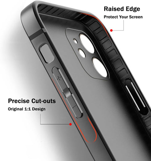 TENOC Phone Case Compatible with iPhone 12 Mini, Black Case Anti-Fingerprint Protective Bumper Matte Cover for 5.4 Inch...