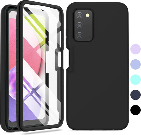 for Samsung Galaxy A03s Phone Case: Shockproof Silicone Slim Cover Hybrid Protective Cell Case - Durable TPU Dual Layer Drop-Proof Cover (Black)...