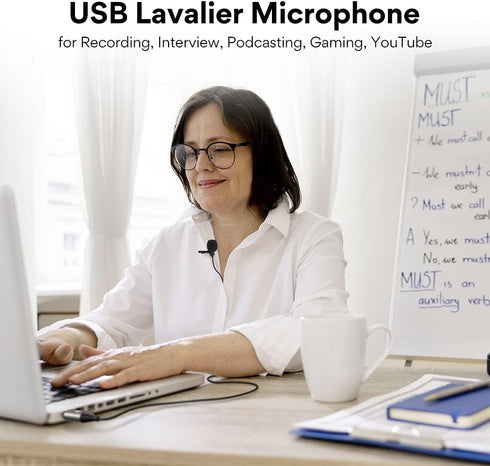 MAONO USB Lavalier Microphone, 192KHZ/24BIT Plug & Play Omnidirectional Lapel Shirt Collar Clip on Mic for PC, Computer, Mac, Laptop, YouTube, Sky...