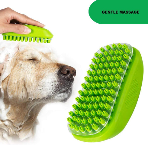 Rubber Dog Bath & Massage Brush, Cat Shampoo Brush Scrubber Shower Wash Scrub Curry Comb with Soft Silicone Bristles for Short & Long Hair Pets...
