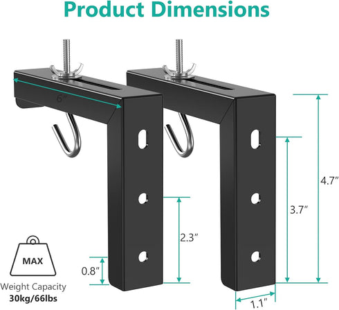 WALI Universal Projector Screen Ceiling Mount, Wall Hanging Mount L-Brackets, 6 inch Adjustable Extension with Hook Kit, Perfect Projector Screen ...