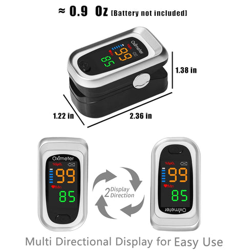Pulse Oximeter Fingertip, Heart Rate Monitor with Large LED Display, Blood Oxygen Saturation Monitor for Adults and Kids, Accurate Fast SPo2 Readi...