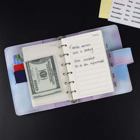 2 Sets A7 Cash Envelopes with 2pc Tab Stickers, Zipperless A7 Envelopes Cash Stuffing, Clear PP Divider Budget Binder Pockets for Personal A7 Budg...