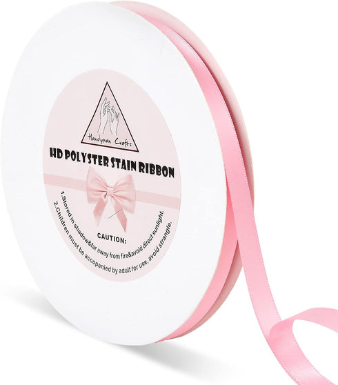 3/8" Pink Double Faced Satin Ribbons 50 Yards HD Polyester Stain Ribbon,for Wedding Gift Wrapping, Florist,Flowers,Arts and Crafts,Balloons,Holida...