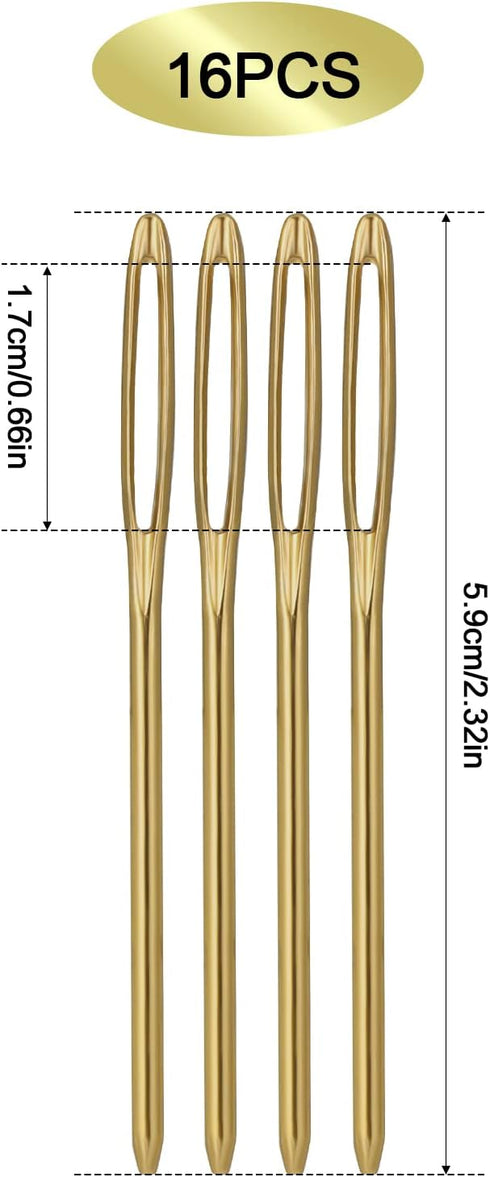 16pcs Large-Eye Blunt Needles, 7cm/2.75inch Yarn Knitting Needles Tapestry Sewing Needles Wool Hand Metal Sewing Knitting Needles for Crochet Proj...