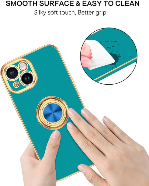 BENTOBEN Compatible with iPhone 15 Case, Phone Case iPhone 15, Slim Fit 360° Ring Holder Shockproof Kickstand Magnetic Car Mount Supported Non-Sli...