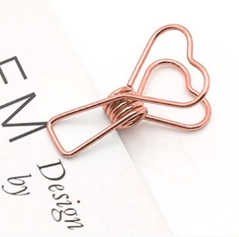 100 Pcs Mini Clips, Heart Shape Multicolor Paper Clips for Paperwork, Home, School, Office Supplies (Rose Gold)...
