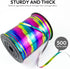 500 Yards 3/16" Rainbow Curling Ribbon, Shiny Balloon String for Gift Wrapping, Metallic Curly Ribbon 1 Roll Laser Balloon Ribbon for Birthday Wed...