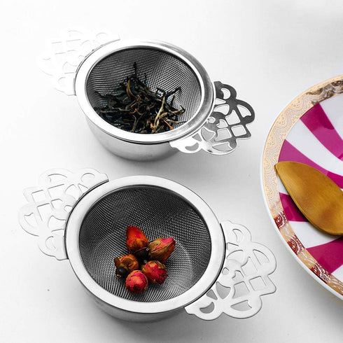 4 Set Tea Strainers with Drip Bowls, Loose Leaf Tea Strainers with Double Winged Handles Extra Fine Mesh Tea Infuser Brew Loose Leaf Tea, Spices, ...