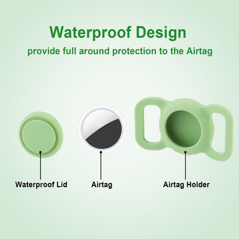 2pcs Airtag Dog Collar Holders, Silicone Waterproof Anti-Lost Protective Airtag Case Cover for Pets Dog Cats Compatible with Apple AirTag GPS Trac...