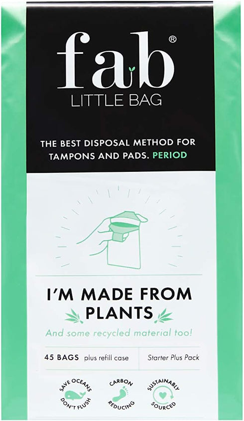 Fab Little Bag Starter Plus Pack - 45 Sanitary Disposal Bags Plus Recyclable Refill Pack for Out and About (45 Pack)...