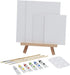 KINGART Artist Painting Set with 6 Vivid Acrylic Paint Colors, 12" Easel, 4 Canvas Panels, 3 Brushes, Painting Palette - School, Students, Beginne...