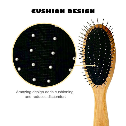 Dogs & Cats Double Sided Boar Bristle Pin Brush, Pets Hair Remover, Gently Cleaning Grooming Tool with Bamboo Handle, Remove Loose Hair, Fur, Unde...