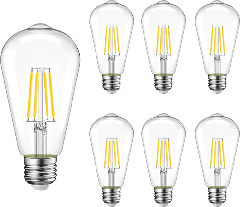 6 Packs ST58 LED Edison Bulbs, 4 Watt Vintage Light Bulbs Equivalent to 40 Watts, High Brightness 5000K Daylight White Light Bulbs, 90+ CRI, 480 L...