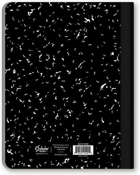 iScholar Black and White Marble Composition Book, 100 Sheets (10100)...
