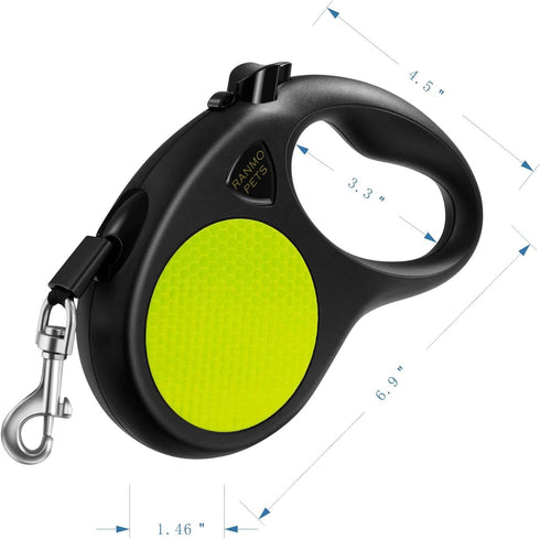Dog Retractable Leash with Nylon casing for Dog up to 77 lbs; 16 ft Polyester Tape; The Eagle Mouth Bionics Design Rope Outlet and Tangle-Free;(Bl...