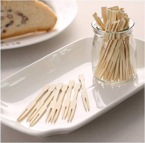 500 Pcs Bamboo Cocktail Appetizer Forks Food Fruit Picks Set 200 Pcs Sandwich Skewer Picks & 300 Pcs Mini Wooden Cocktail Fruit Forks Cheese Wood ...