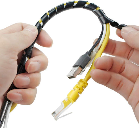 33FT XHF 5/16" Spiral Cable Wrap 8mm(Wrapping Range:6mm-60mm) Cord for Computer Electrical Wire Organizer Sleeve Hose RoHS Black...