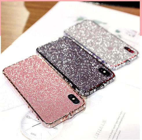 Fusicase for iPhone XR Diamond Case Glitter Sticker Bling Rhinestone Crystal Metal Bumper Frame Case Cute Luxury for Women Girls Shiny Sparkle Ele...