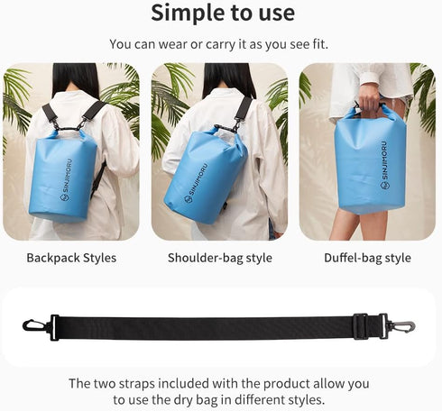 Sinjimoru Lightweight Multifunctional Waterproof Boat Bag, 3 Style Water Beach Backpack 15L for Travel Kayaking Boating Camping Fishing, Vacation ...