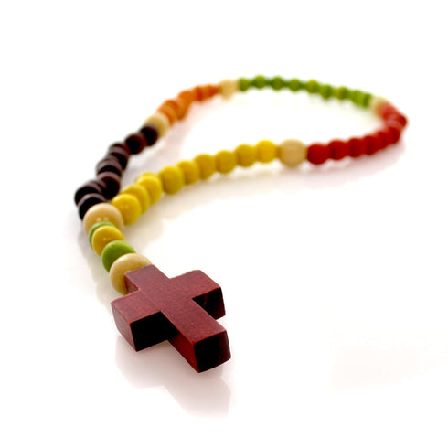 Roman Multi-colored Wood Bead Rosary...