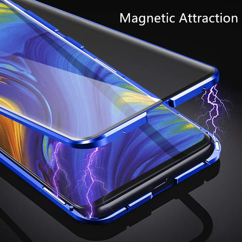 Jonwelsy Compatible with Samsun Galaxy Note 10+ 5G (6.8 inch) Case, 360 Degree Front and Back Transparent Tempered Glass Cover, Strong Magnetic Ad...