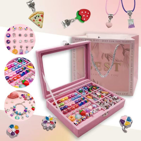 YTUONIG 116 pcs Charm Bracelet Making Kit for Ages 8-12 Girls, with a Portable Bracelet Organizer Box, Unicorns Arts Crafts Gifts for Teenage Birt...