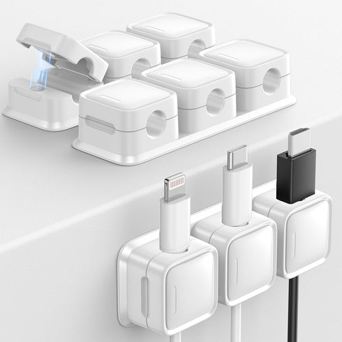 Cord Organizer Holder, 3 Pack 3-Slot Magnetic Desk Cable Clips Management, Strong Phone Charging Cable Keeper, Wire Charger Holder for Nightstand,...