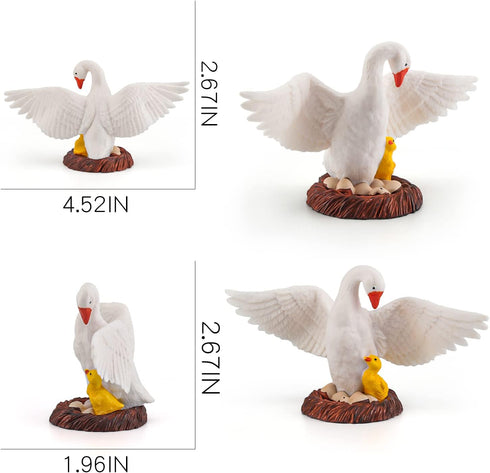 4.5 Inch Mother Swan Figurine with Baby Goose Toy White Swan Toy Animal Figure for Toddlers Preschool Animals Figures Eduactional Project Diorama ...