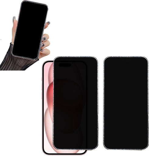 2PCS Glitter Privacy Screen Protector suit for iPhone 12/iPhone 12 Pro, Anti-spy Diamond Bling Shiny Sparkling Tempered Glass Suit for iPhone 12/i...