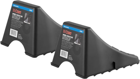 CURT 22800 Black Plastic Wheel Chocks, Vehicle, Trailer, Truck, RV, 2-Pack...