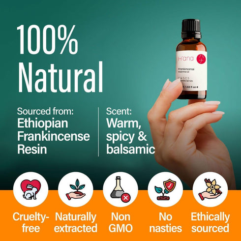 H’ana Frankincense Essential Oil - 100% Natural Frankincense Oil for Skin - Frankincense Oil for Face & Diffuser (1 fl oz)...