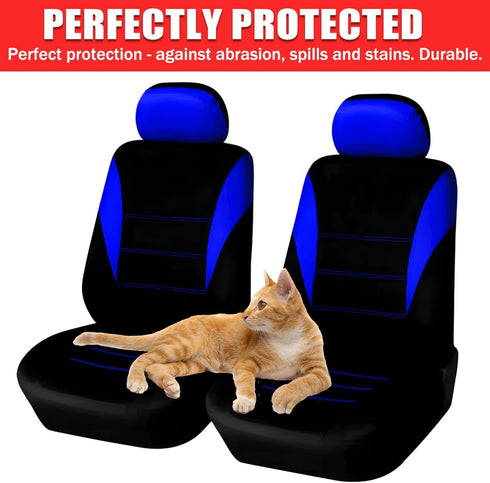 4PCS Car Seat Covers, Automotive Interior Full Set Non-Slip Waterproof Seat Cushion Protectors for Front Seats with Headrest Covers, Universal for...