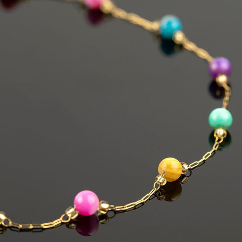 UMAOKANG 3 Yard Mixed Color Shell Bead Chain for Jewelry Making Gold Plated Stainless Steel Jewelry Chains Bulk with Jump Rings and Lobster Clasps...