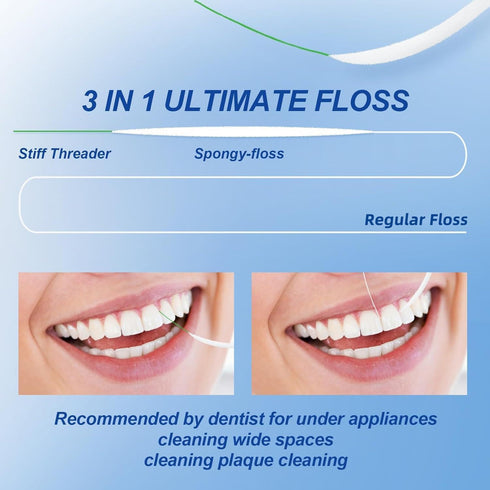 RAZOKO Dental Floss for Braces, 3 in 1 Ultimate Floss Pre-Cut Strands, 60 Count (Pack of 3)...
