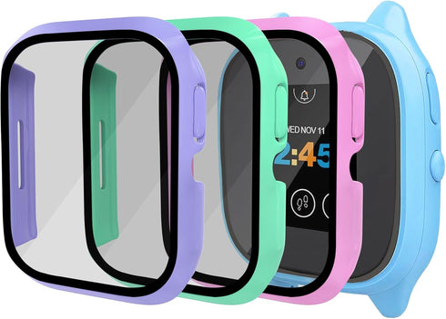 surundo Compatible with Gizmo Watch 3 Screen Protector Case, Hard PC with Tempered Glass High Definition Scratch Resistant Overall Bumper Cover Sh...