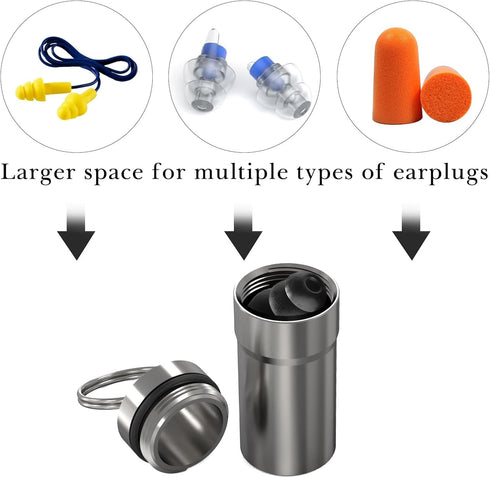 4 Pack Ear Plug Carrying Case, Portable Ear Plug Holder with Keychain, Waterproof Metal Ear Bud Carrying Case (Black & Silver)...