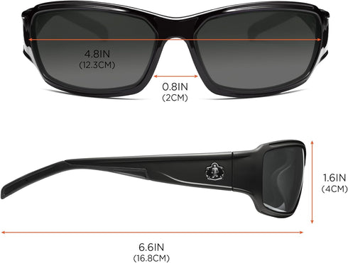 Ergodyne Skullerz Thor Safety Sunglasses - Black Frame, Smoke Lens...