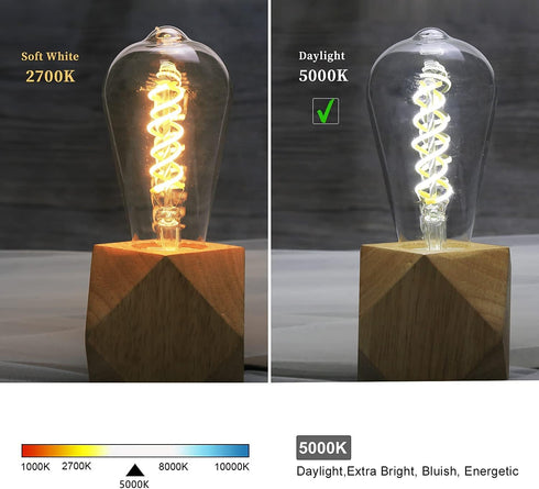 Dimmable Vintage LED Edison Bulbs, 6W, Equivalent 60W, 600lm, Daylight 5000K,ST58 Antique LED Filament Bulbs, E26 Medium Base, Clear Glass, Pack o...