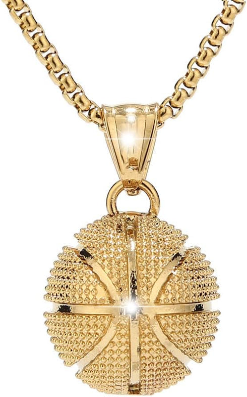 Basketball Necklace Basketball Pendant Necklace Stainless Steel Necklace Sports Necklace...