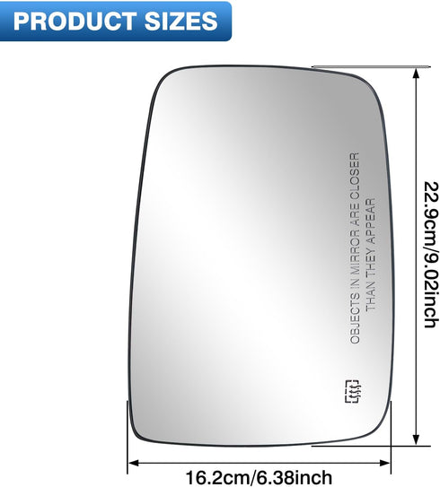 Ram Passenger Right Side Mirror Glass Replacement for 2009-2018 Dodge Ram 1500 2500, Exterior Power Heated Convex Mirrors Glass 68050298AA, 680793...